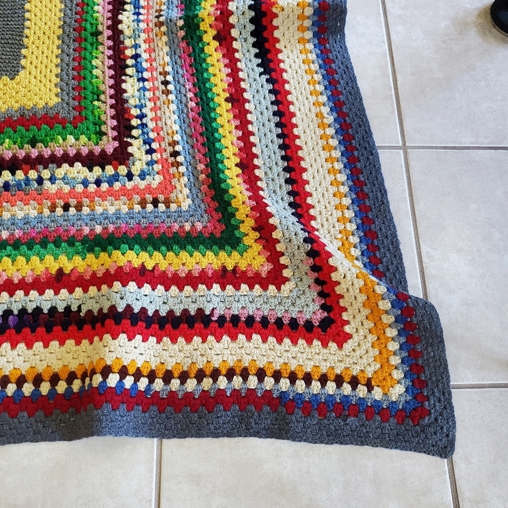 Granny Square Geometric Squares Crochet Blanket Afghan 50 x 50 inches Colorful - Picture 9 of 14